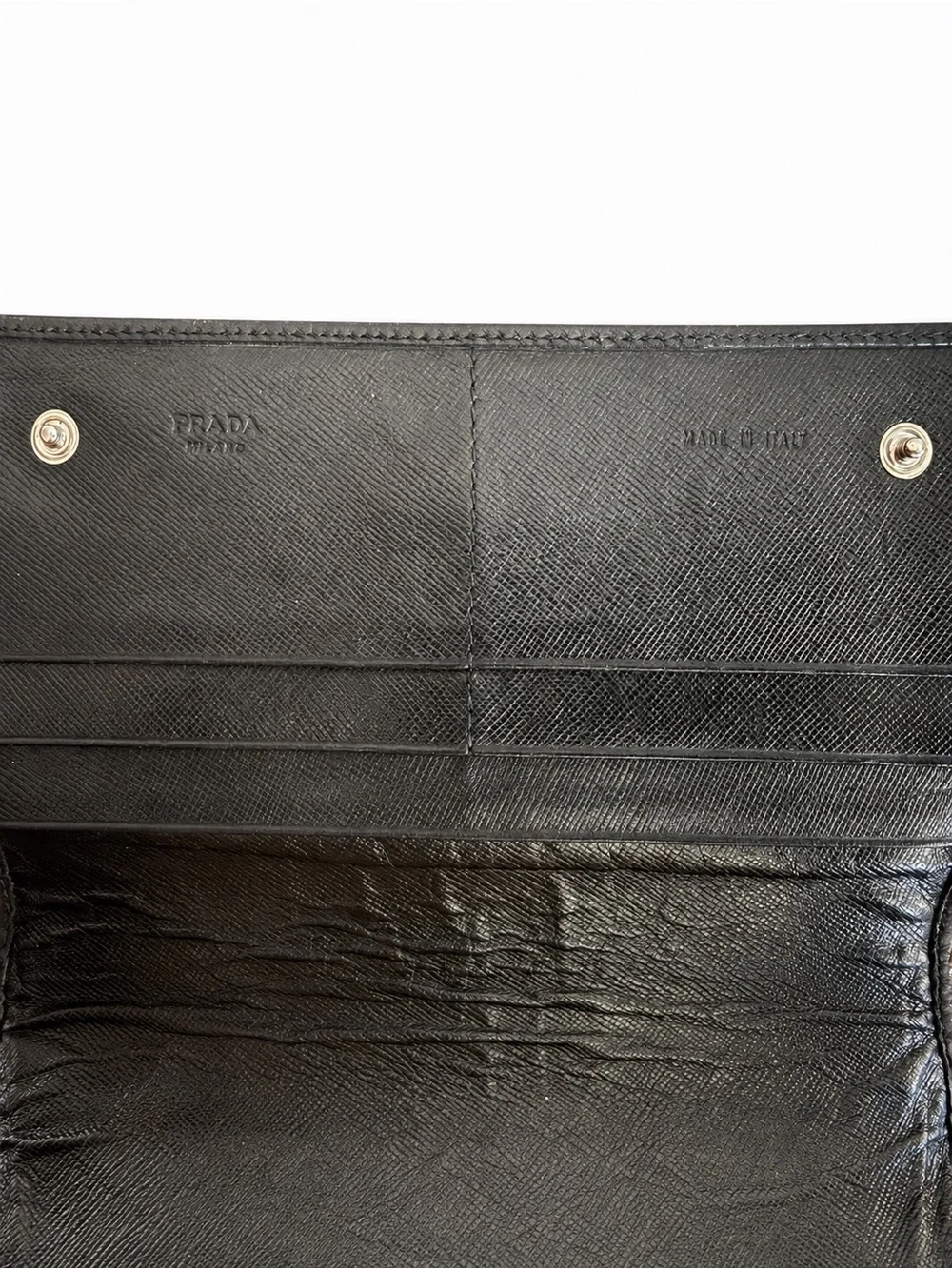 Authenticated Prada Black Saffiano Leather Continental Long Wallet 7”